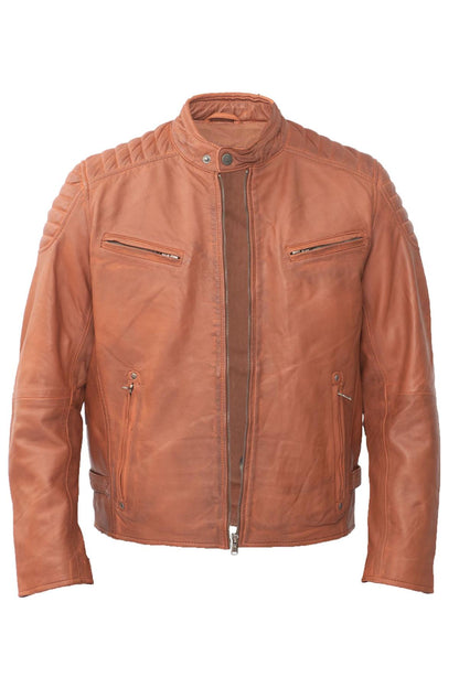 Mens Smart Leather Quilted Biker Jacket - Swanage