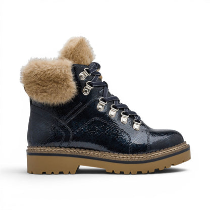 Tamaris Women’s Blue Faux Leather Warm Winter Ankle Boots - 26264-43