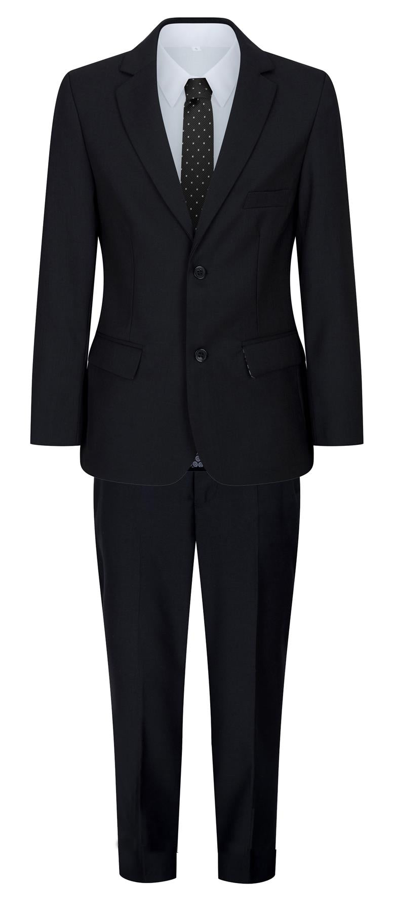 Boys 5 Piece Black Classic Suit - Upperclass Fashions 
