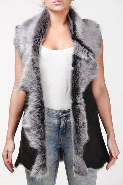 Womens Warmer Toscana Sheepskin Long Gilet-Seaford