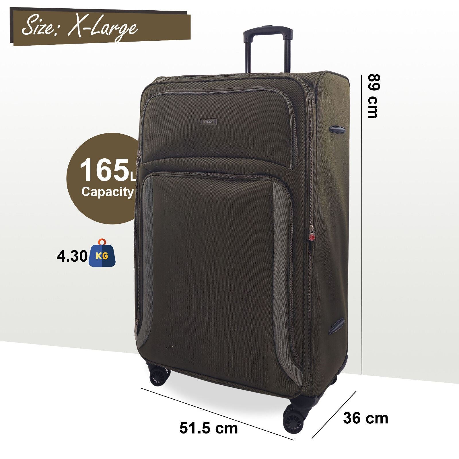 Ashland Extra Large Soft Shell Suitcase in Khaki
