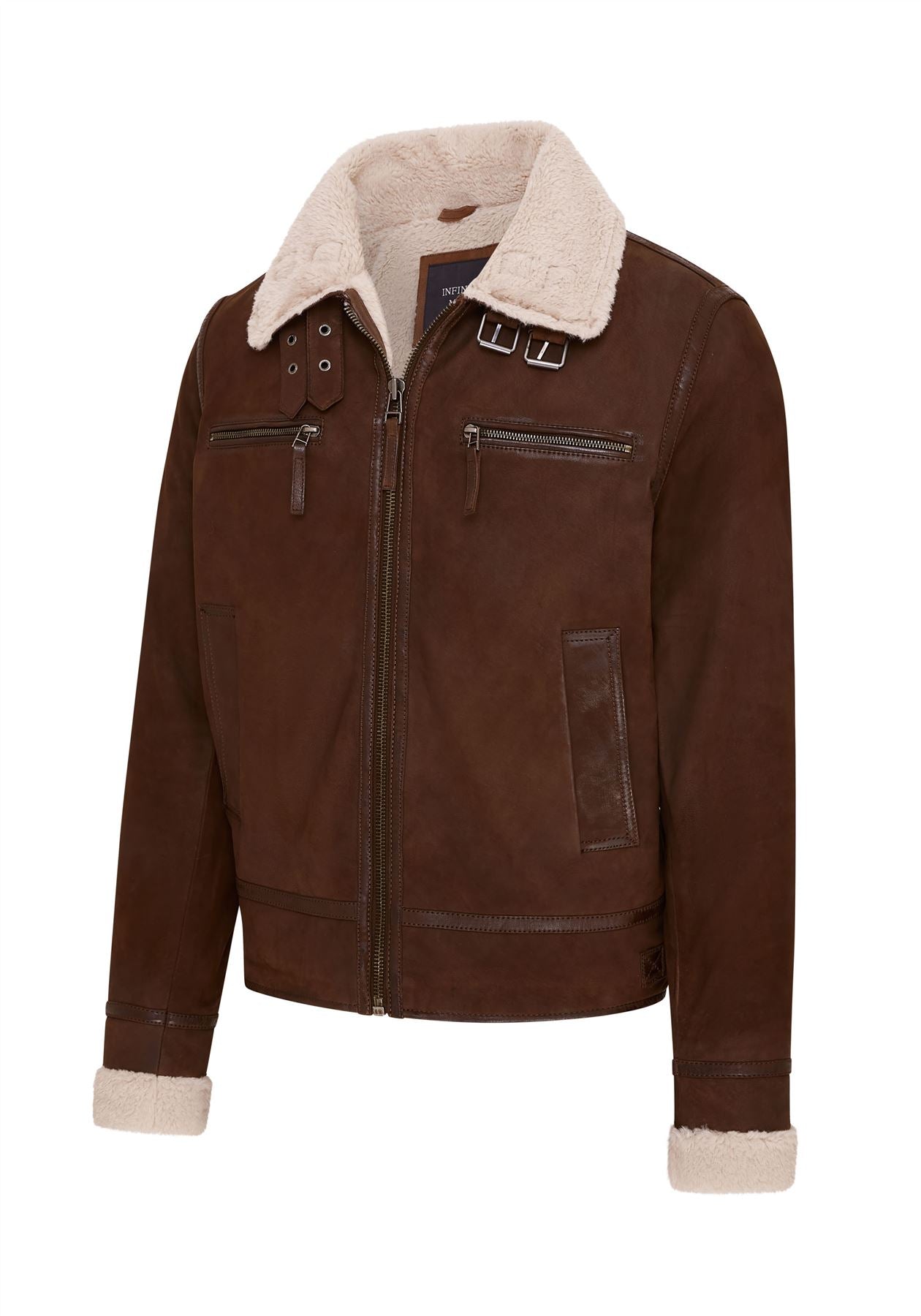 Mens Real Sheep Suede Bomber Aviator Jacket - Sandnes