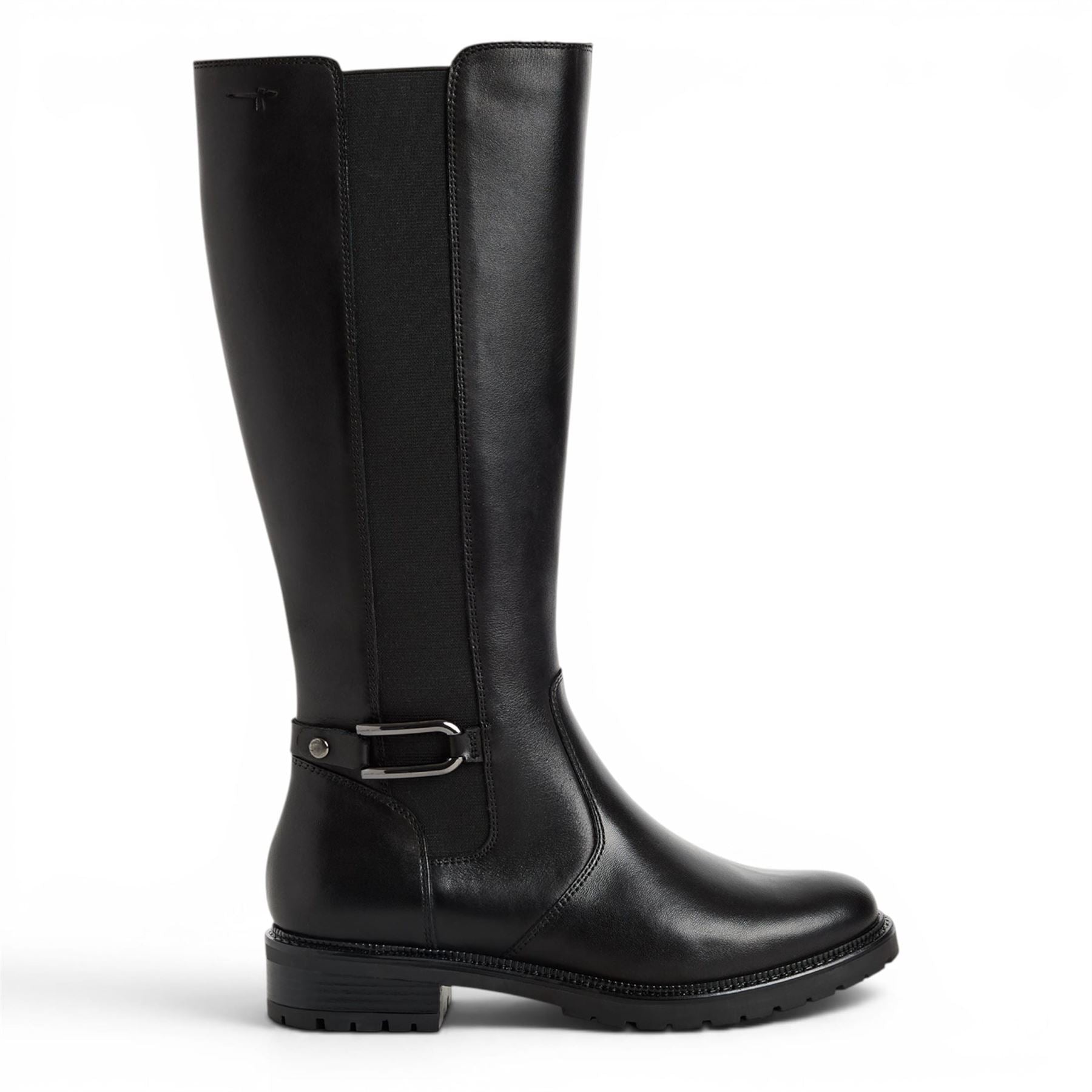 Tamaris Women’s Black Leather Knee High Platform Heel Long Boots - 25609-47