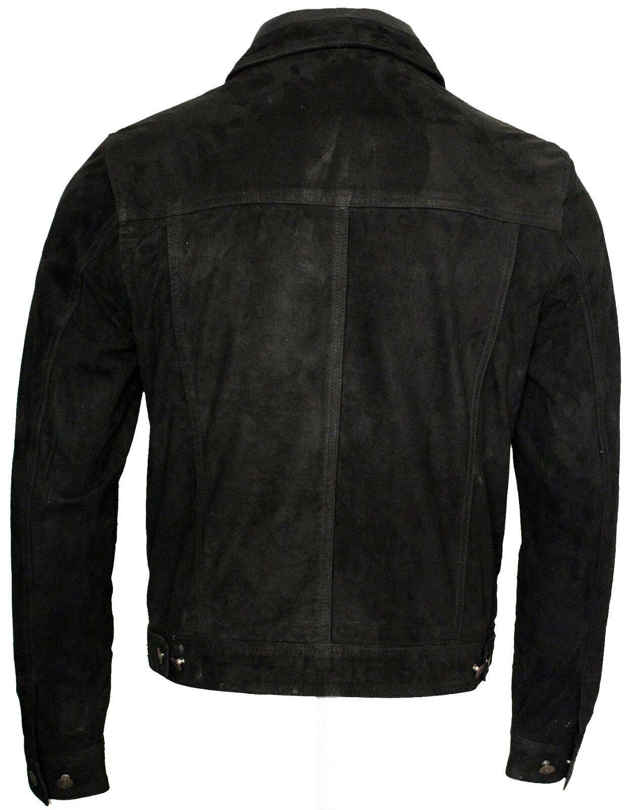 Mens Suede Leather Trucker Jacket-Dartmouth
