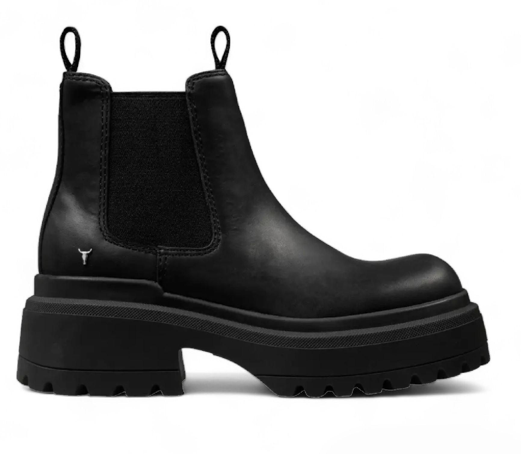 Windsorsmith Black Chunky Leather Chelsea Boots - Dopamine