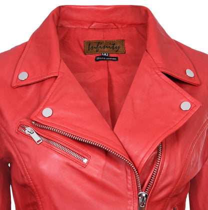 Womens Classic Leather Brando Biker Jacket-Loughton