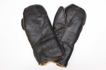 Handmade new real Leather sheepskin unisex sheepskin shearling mittens mitts gloves thick warm - Upperclass Fashions 
