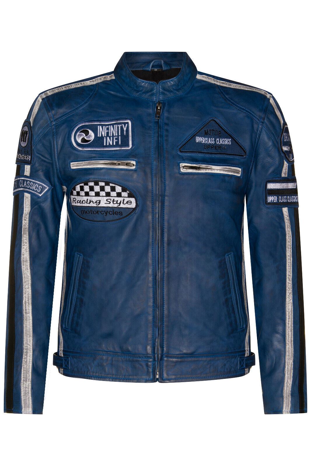 Mens Versatile Leather Biker Jacket-Stone