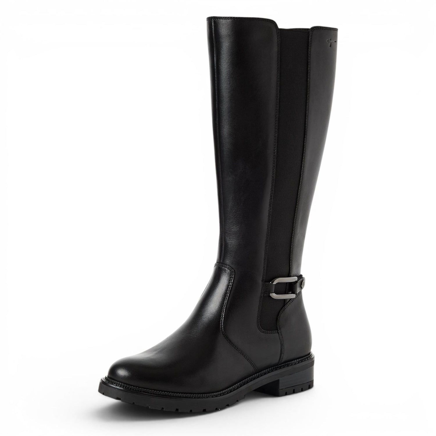 Tamaris Women’s Black Leather Knee High Platform Heel Long Boots - 25609-47