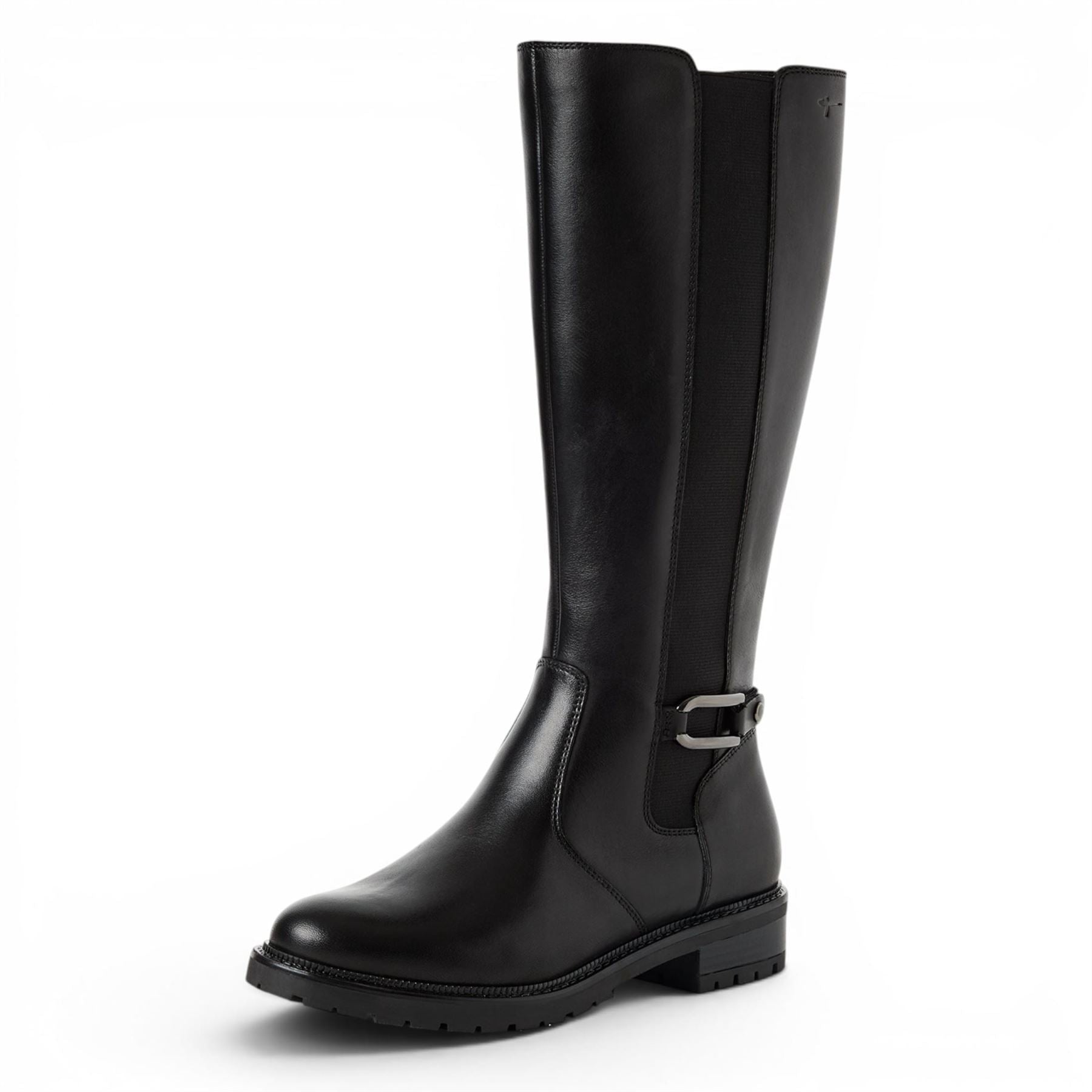 Tamaris Women’s Black Leather Knee High Platform Heel Long Boots - 25609-47