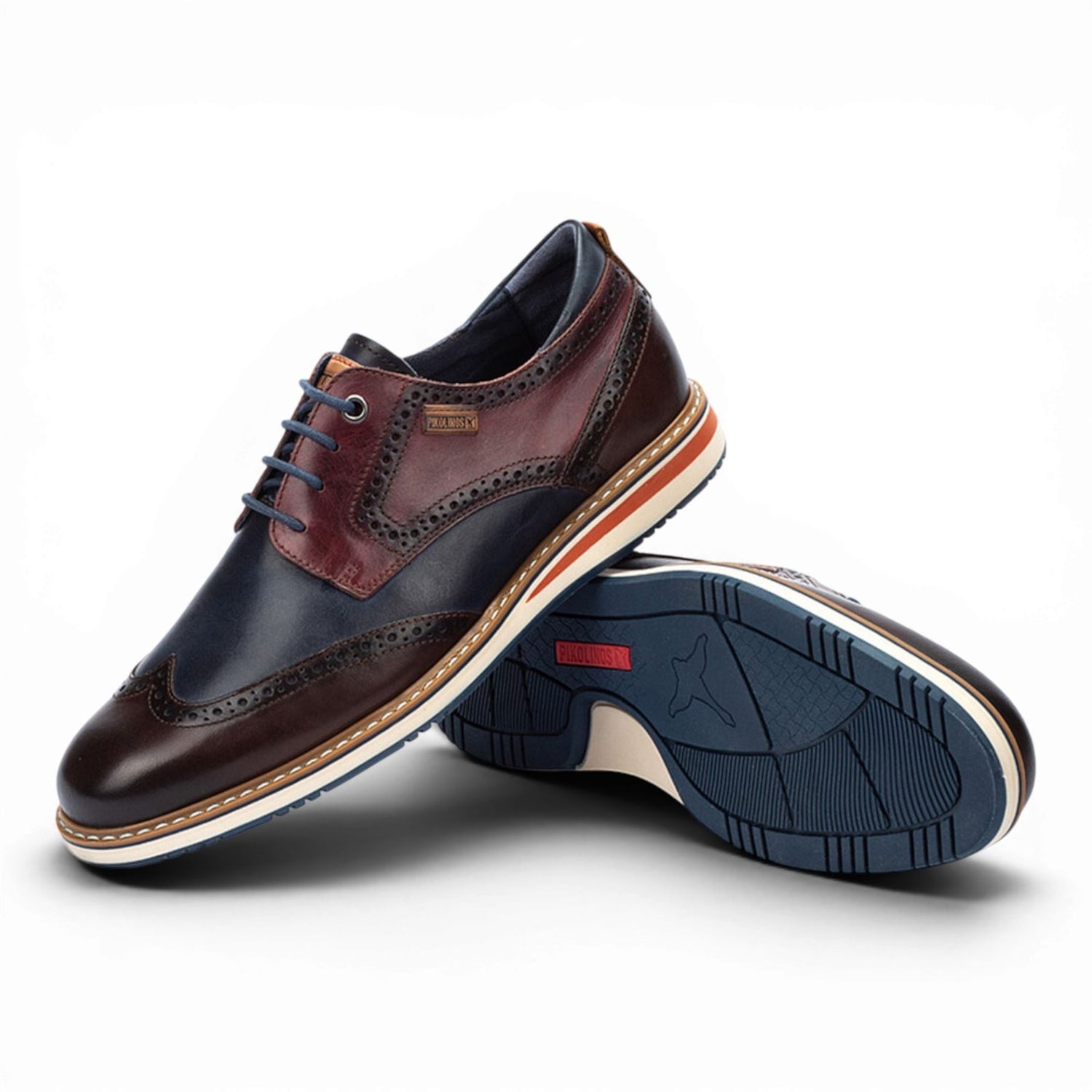 Pikolinos Men’s Brown Burgundy Leather Brogue Lace-Up Oxford Shoes - Avila