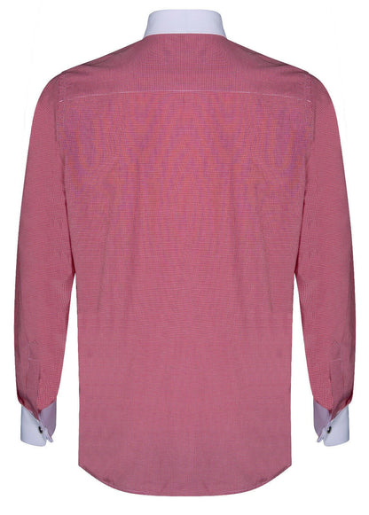 Mens Club Collar Red Shirt 1920s Peaky Blinders With Bar Poplin Pin Smart Casual