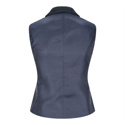 Womens Tweed 1920s Herringbone Navy Waistcoat