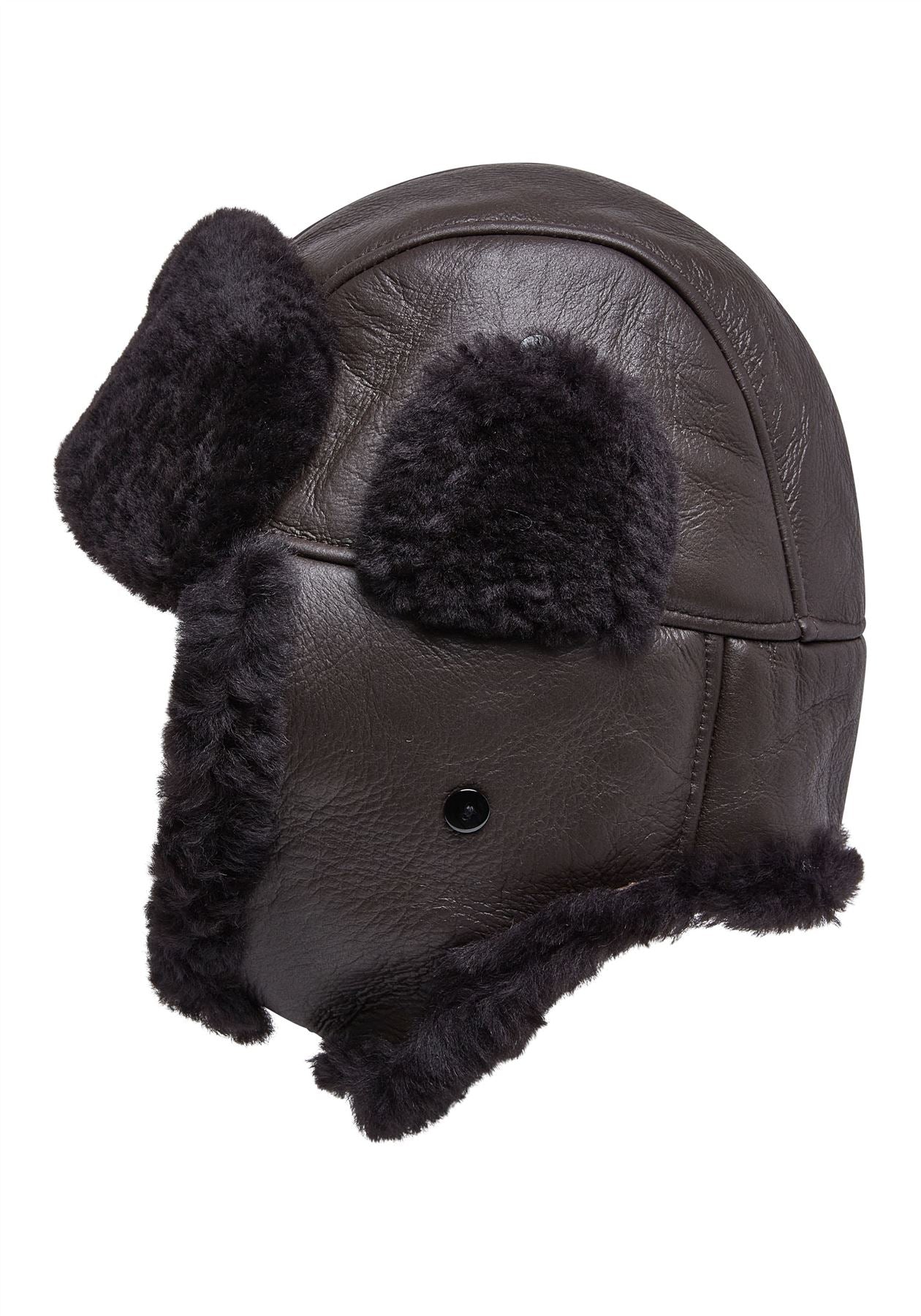 Mens RAF Aviator Sheepskin B-55 Trapper Hat Winter Warm Leather Navigator Hat