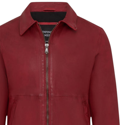 Mens Leather Harrington Collar Biker Jacket - Alpha