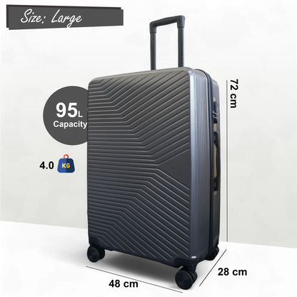 Junee Large Hard Shell Suitcase in Charcoal Grey