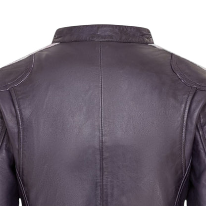Womens Biker Racing Badges Leather Jacket-Eastleigh