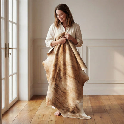 Natural Cow Leather Cowhide Hairon Rug - Light Brindle