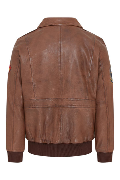 Men’s Leather Bomber G-1 Aviator Collar Jacket  - Maverick