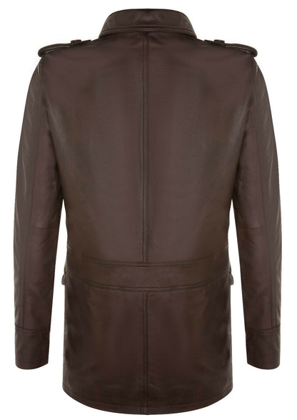 Mens Leather Safari Style Overcoat-Eastbourne