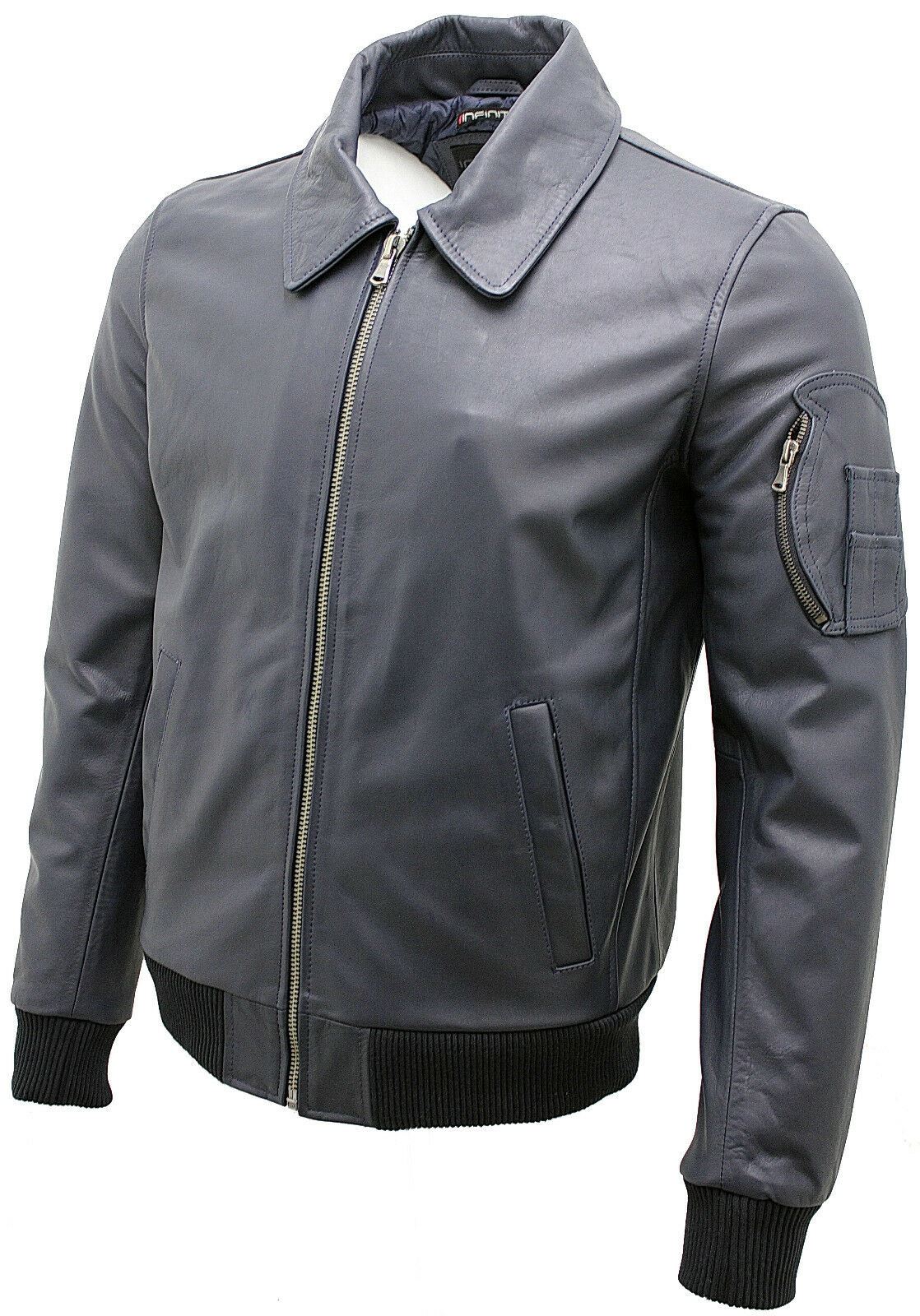 Mens Cowhide A2 Leather Bomber Jacket-Chingford