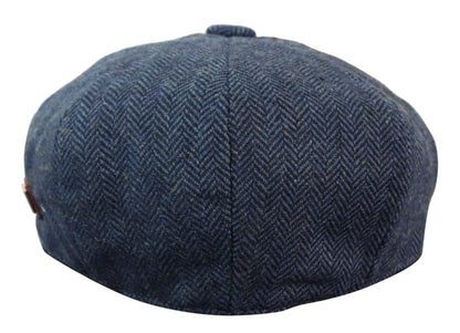 Mens Peaky Blinders Blue Tweed Gatsby Flat Baker Hat - Upperclass Fashions 