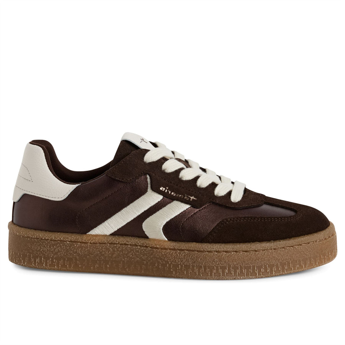 Tamaris Womens Brown White Suede Leather Fashion Lace Up Sneakers