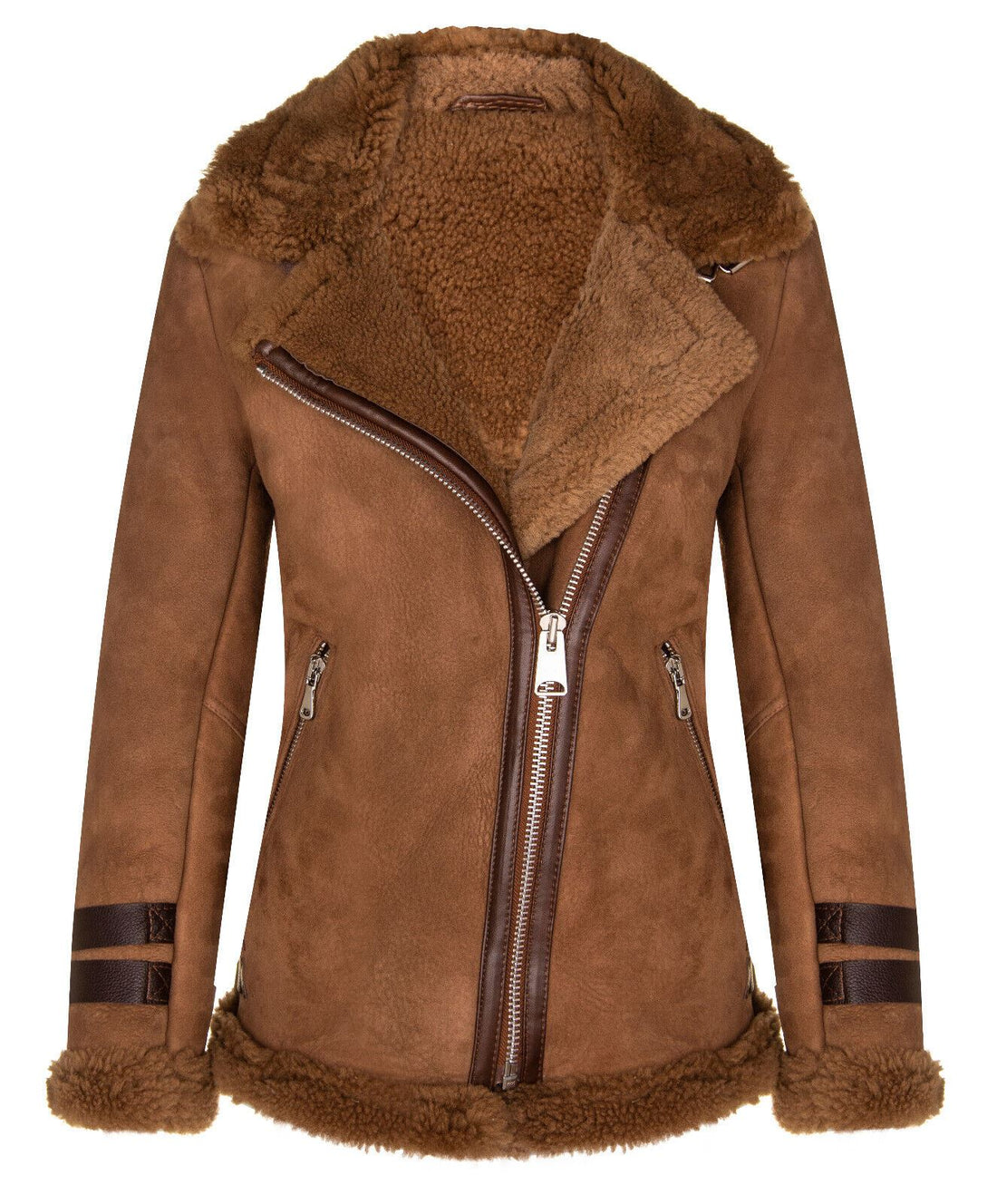 Womens Suede Sheepskin Biker Jacket-Ramsgate