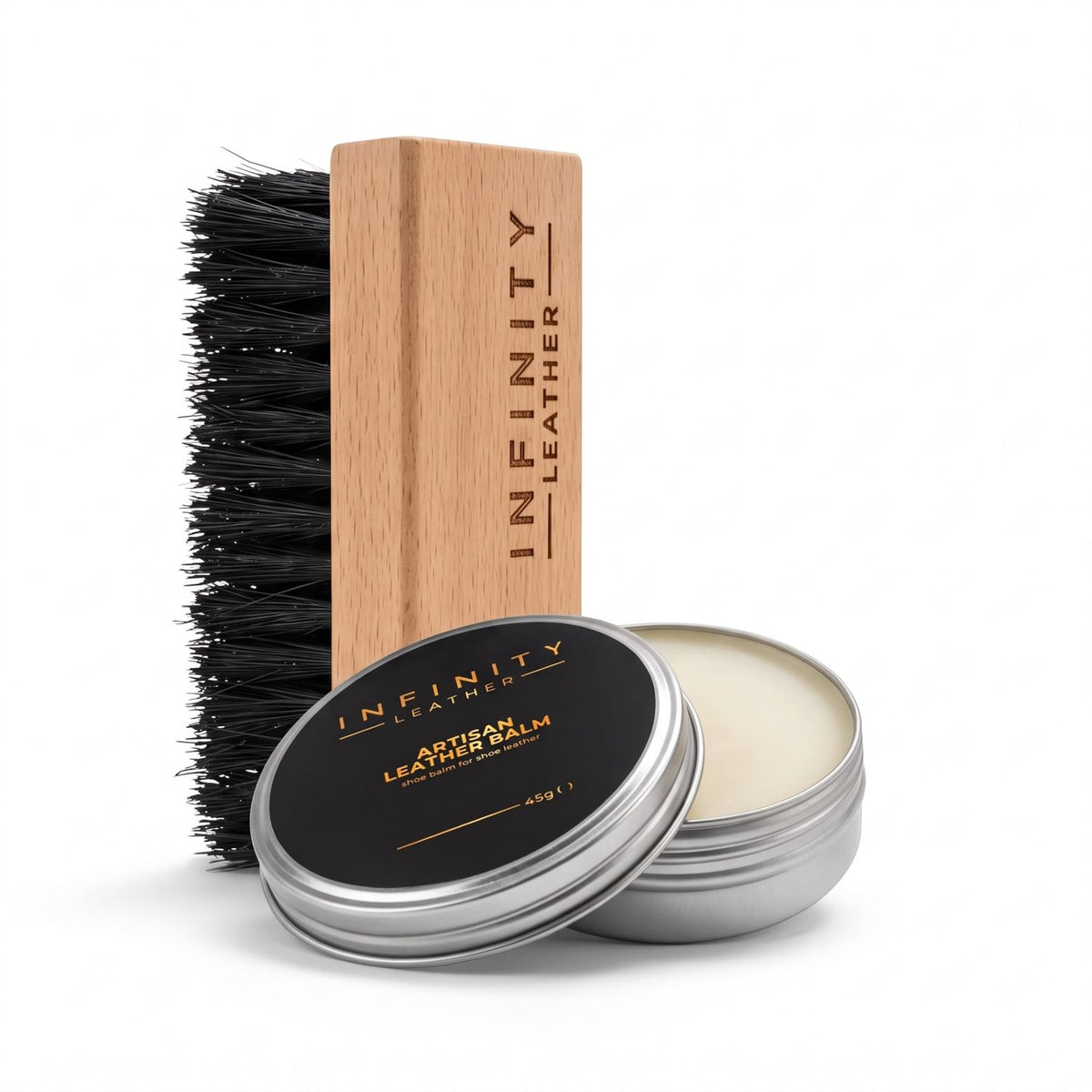 Leather Balm &amp; Nylon Brush Leather Care Set