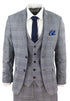 Mens 3 Piece Grey Birdseye Check Classic Suit - Upperclass Fashions 