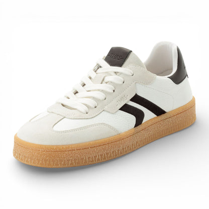 Tamaris Men’s White Leather Black Stripe Trainer Sneaker Shoes