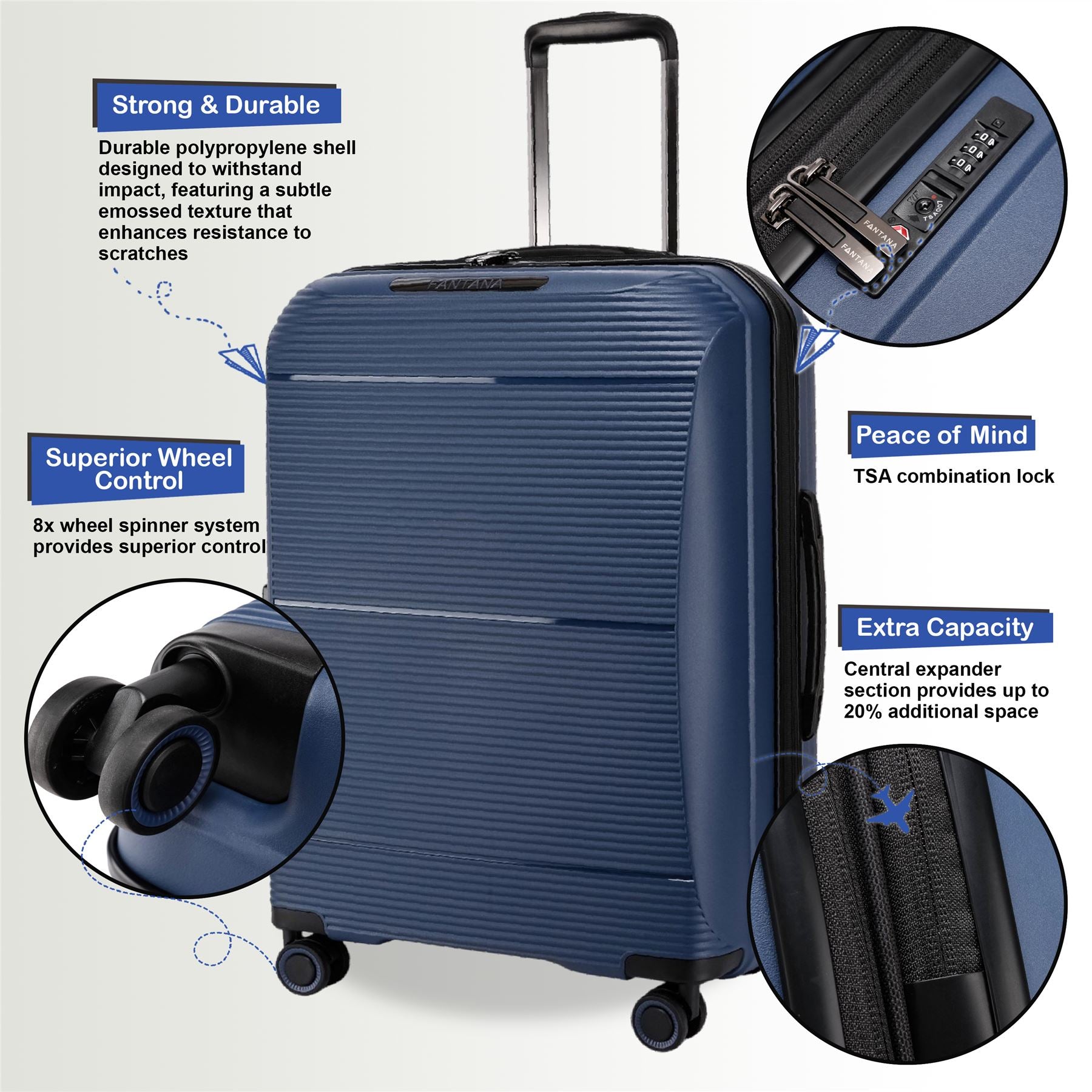 Abiko Medium Hard Shell Suitcase in Navy