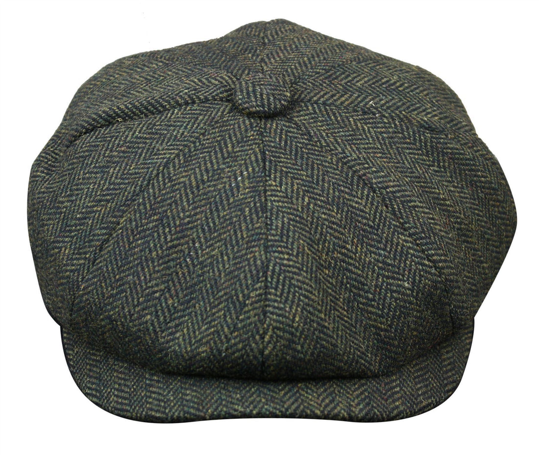 Mens Peaky Blinders Charcoal Tweed Gatsby Flat Baker Hat