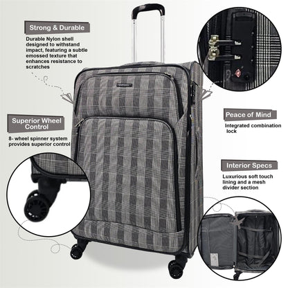 Ashville Large Soft Shell Suitcase in Stripe