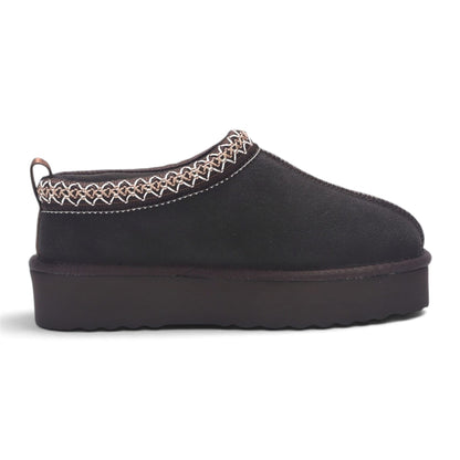 Women’s Brown Genuine Sheepskin Real Fur Winter Platform Slippers - Polar