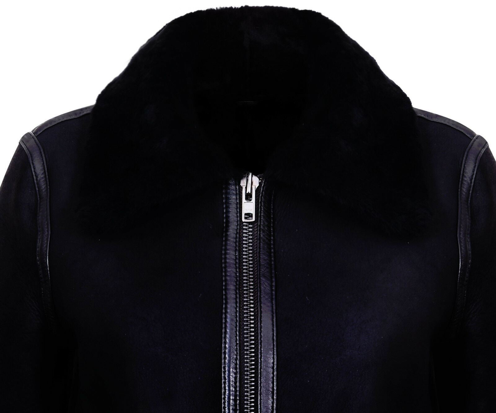 Womens B3 Sheepskin Black Leather Jacket-Padiham - Upperclass Fashions 