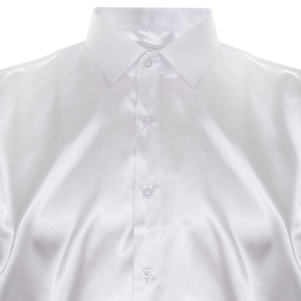 Mens White Satin Silk Shirt Smart Casual Button Down Cuff Tailored Fit