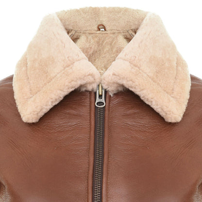 Womens B3 Sheepskin Tan Leather Jacket-Otley - Upperclass Fashions 