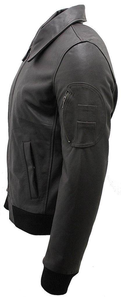 Mens Cowhide A2 Leather Bomber Jacket-Chingford