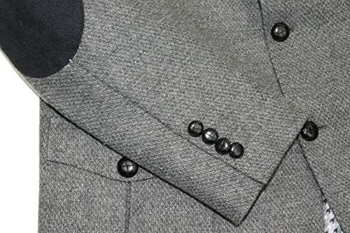 Mens Wool Tweed Shooting Jacket Hunting Blazer Smart Casual Elbow Patch Grey - Upperclass Fashions 