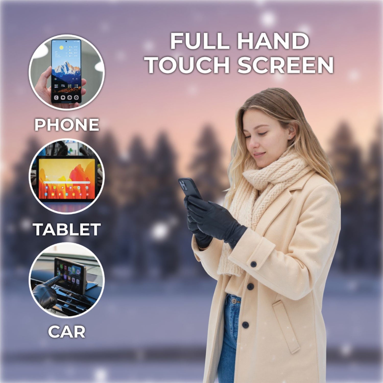 Womens Italian Leather Winter Button Design Soft Wool Lining Gloves - L-GLV-501