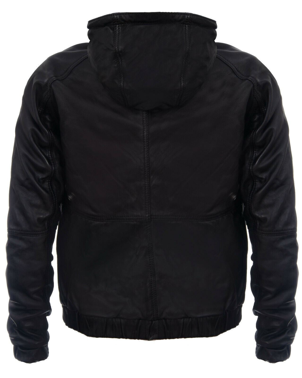 Mens Leather Hooded Bomber Jacket-Chorley