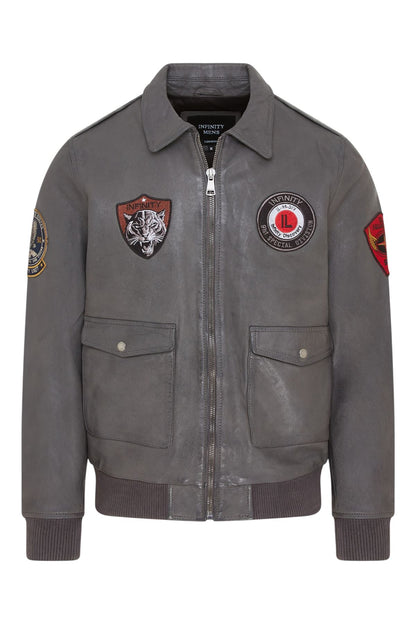 Men’s Leather Bomber G-1 Aviator Collar Jacket  - Maverick