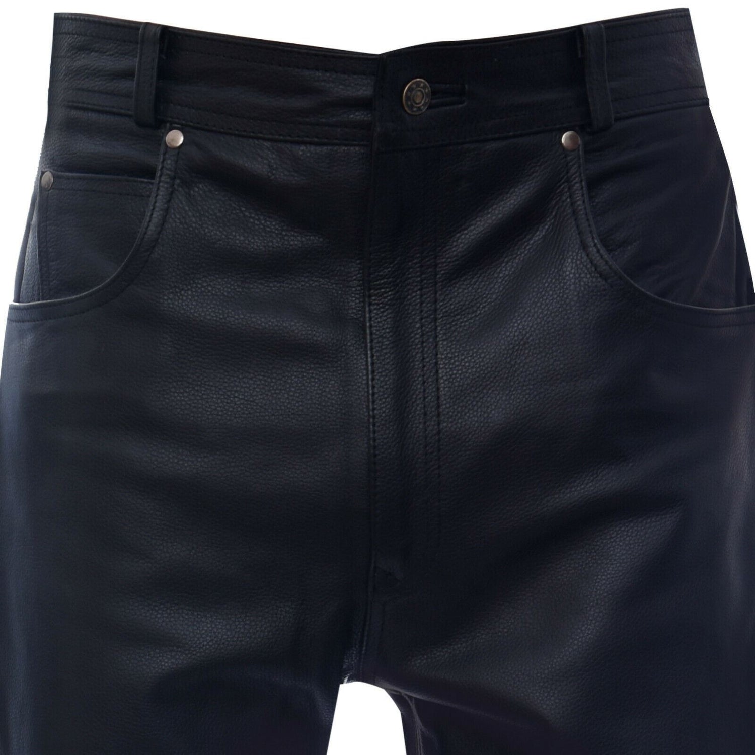 Mens Black Cowhide Leather Jeans-Hailsham