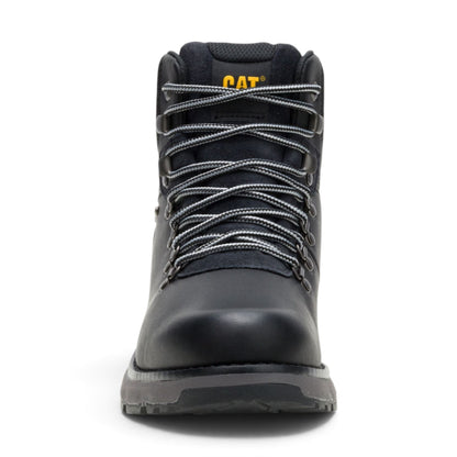 Caterpillar (CAT) Mens Black Leather Waterproof Lace Up Boots - Pursue Hiker