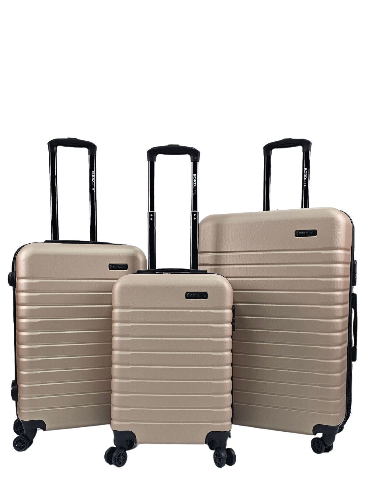 Lightweight Gold Hard Shell ABS Suitcase Set Luggage Travel Trolley Ca ...
