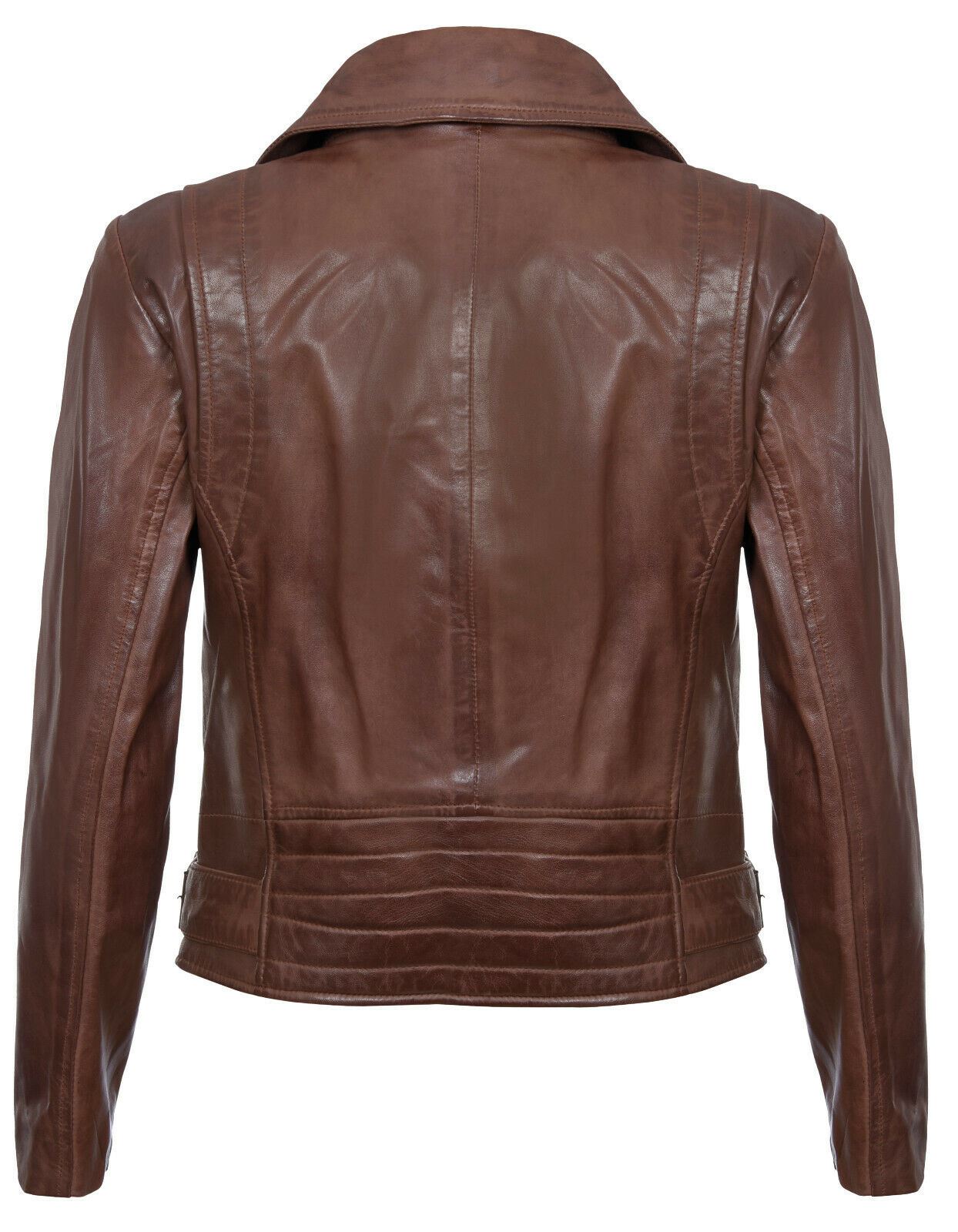 Womens Vintage Leather Biker Jacket-Luton - Upperclass Fashions 