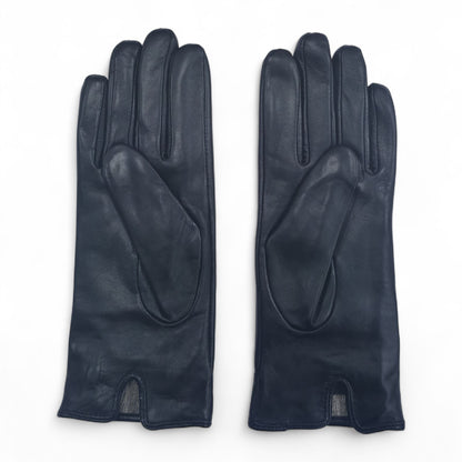 Womens Italian Leather Winter Button Design Soft Wool Lining Gloves - L-GLV-501