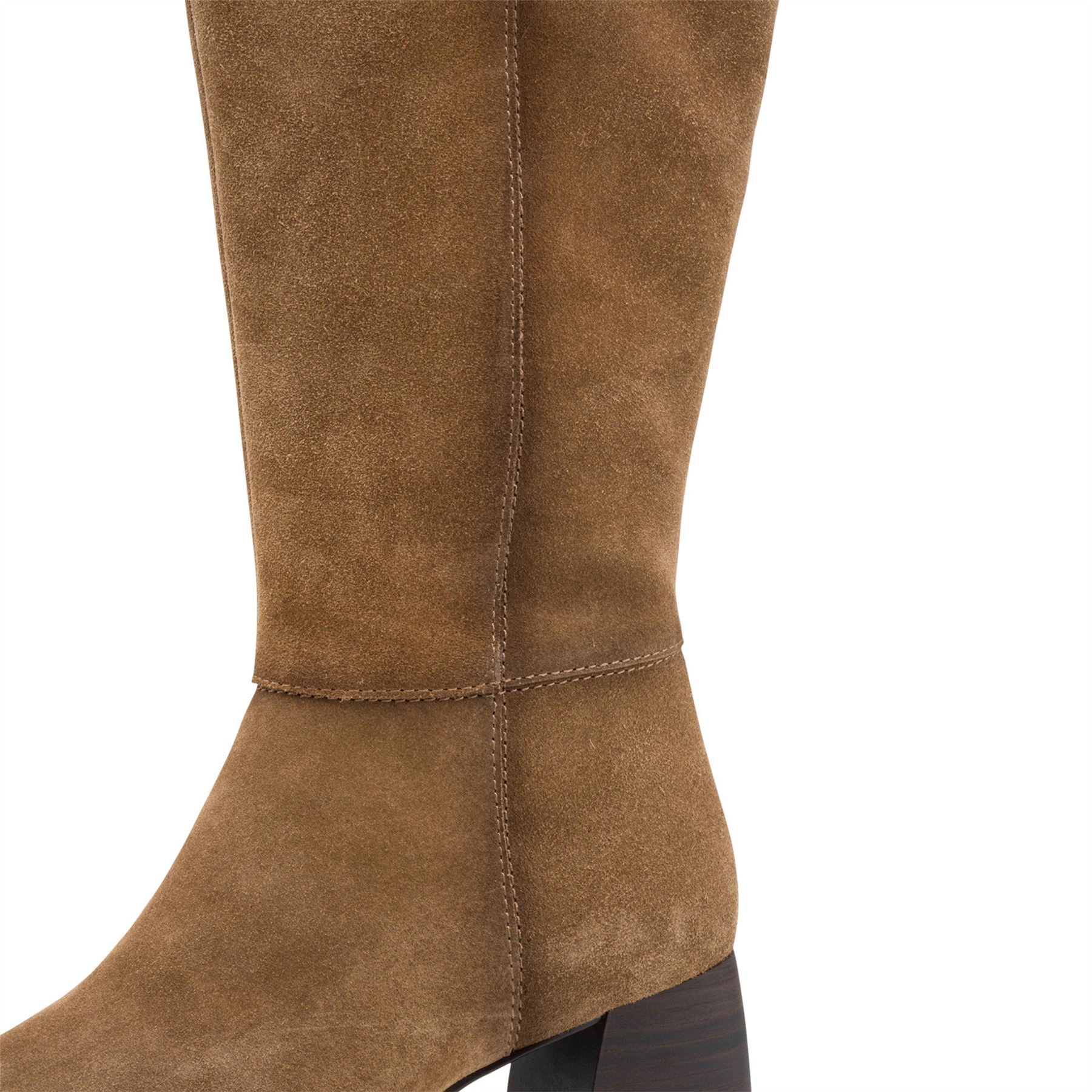 Tamaris Womens Camel Brown Leather Knee High Heel Riding Boots