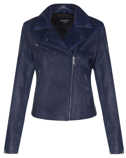Womens Classic Leather Brando Biker Jacket-Loughton